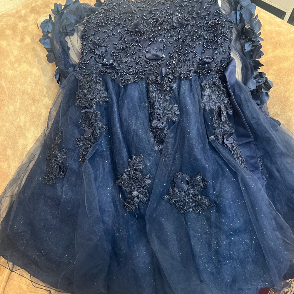 New girl fancy party dress 7 years blue